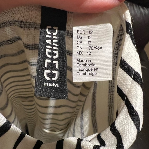 Divided by H&M Black White Striped Fit and Flare Dress Size 12 - Picture 5 of 6